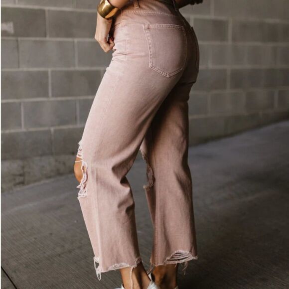 Vervet Vintage Crop Flare in Misty Rose - Picture 3 of 10